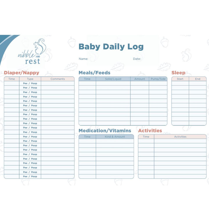 Baby Daily Log Whiteboard