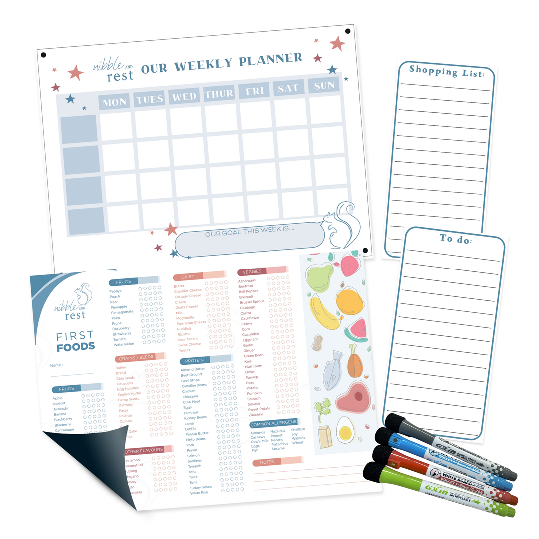 Starting solids fridge magnets first foods tracker