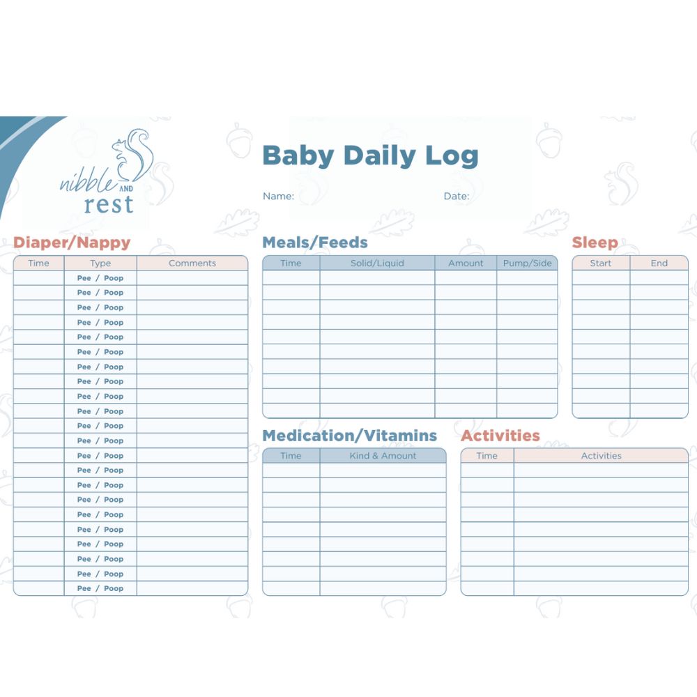 Baby Daily Log Whiteboard